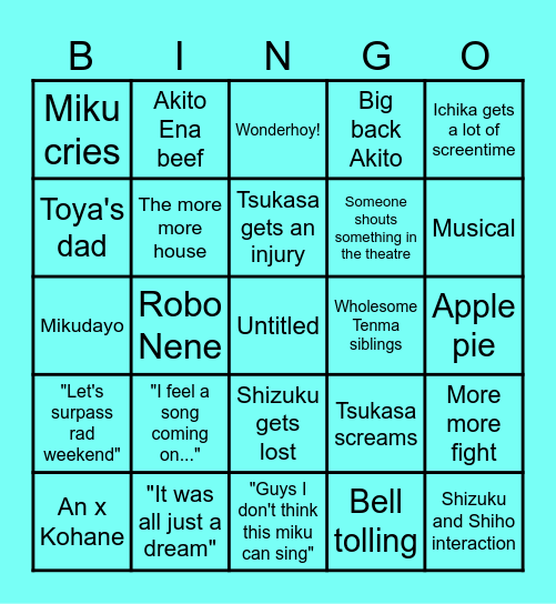 Miku Movie Bingo Card