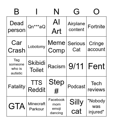 Instagram Reels Bingo Card