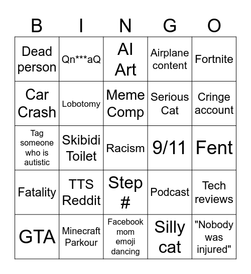 Instagram Reels Bingo Card