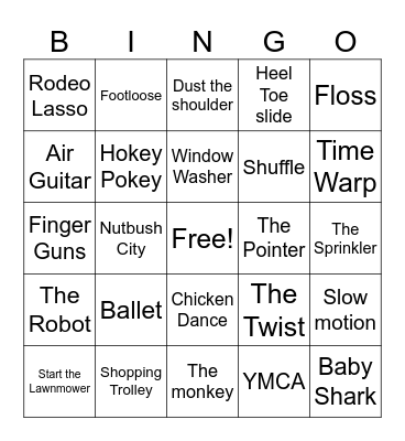 Dance Bingo Card