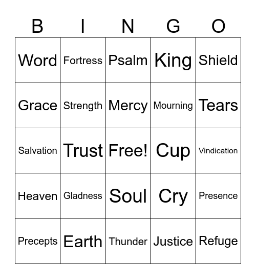 The Book of Psalm Bingo Card