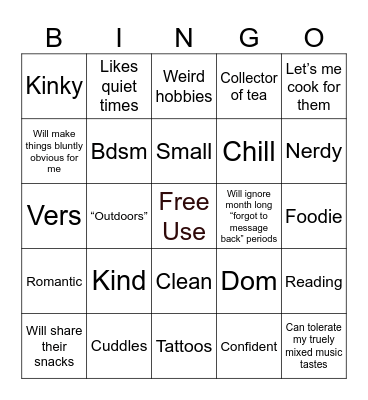 Are you Kasm’s Type Bingo Card