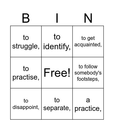 Step 6 Bingo Card