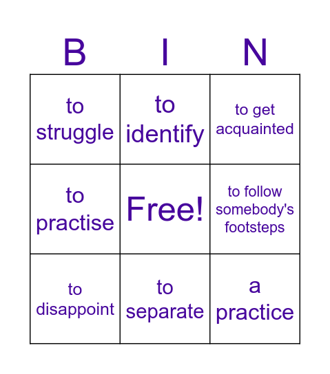Step 6 Bingo Card