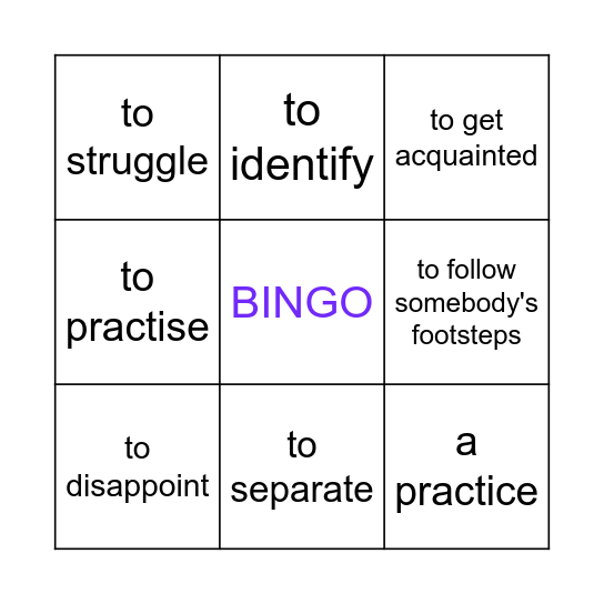 Step 6 Bingo Card