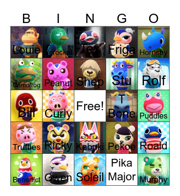 Animal Crossing Bingo Card