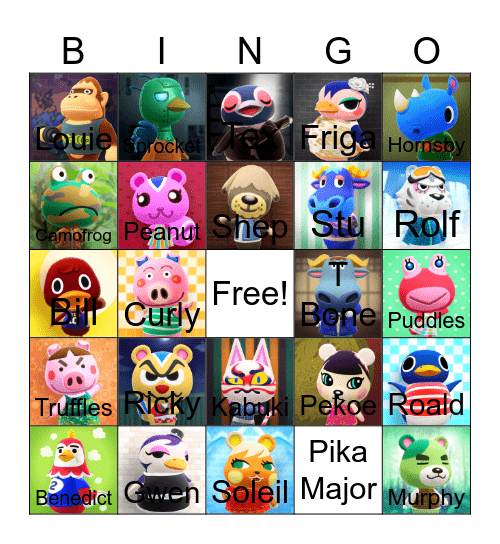Animal Crossing Bingo Card