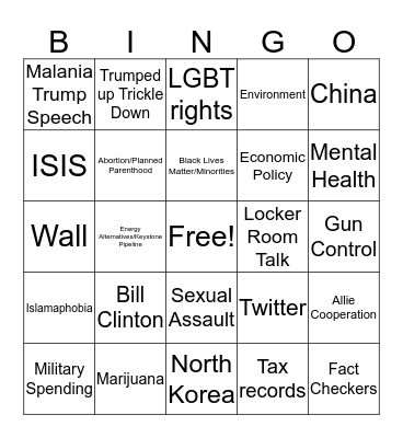 Debate Bingo Card