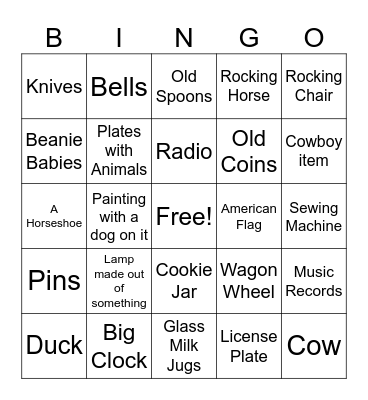 Antiquing Bingo Card