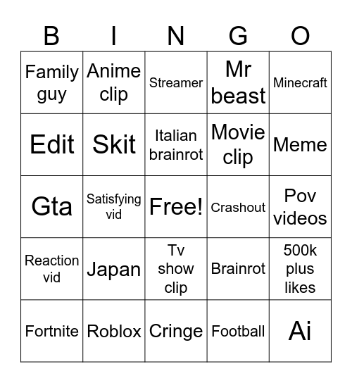Simonoippo Bingo Card