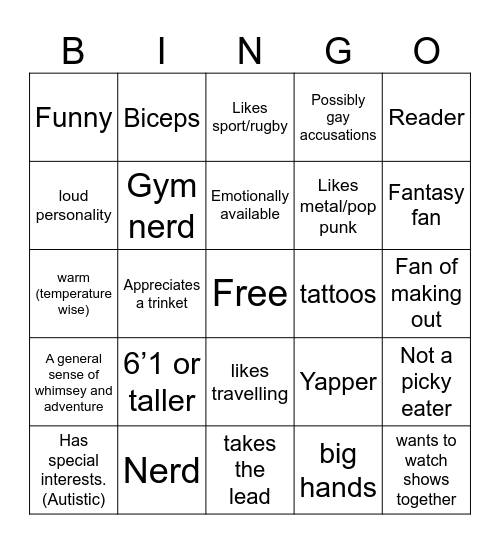 My Type Bingo Card