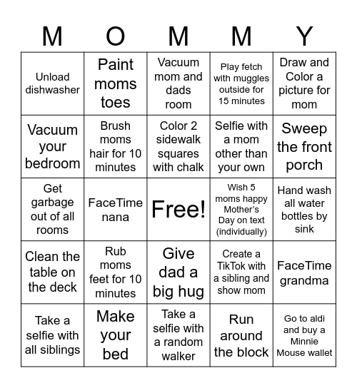Mother’s Day Bingo Card