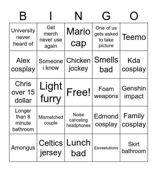 Pingo Bingo Card
