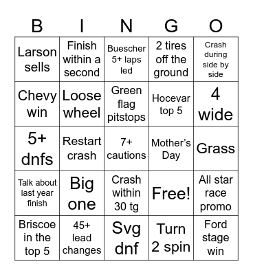Kansas Bingo Card