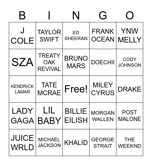 PROGRESS SING-O Bingo Card