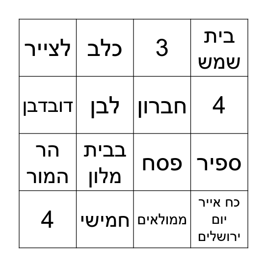 !יום הולדת שמח Bingo Card