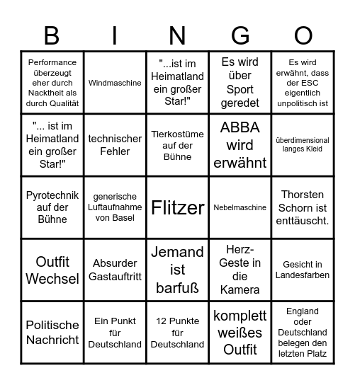 Das große ESC-Bullshit-Bingo 2025 Bingo Card