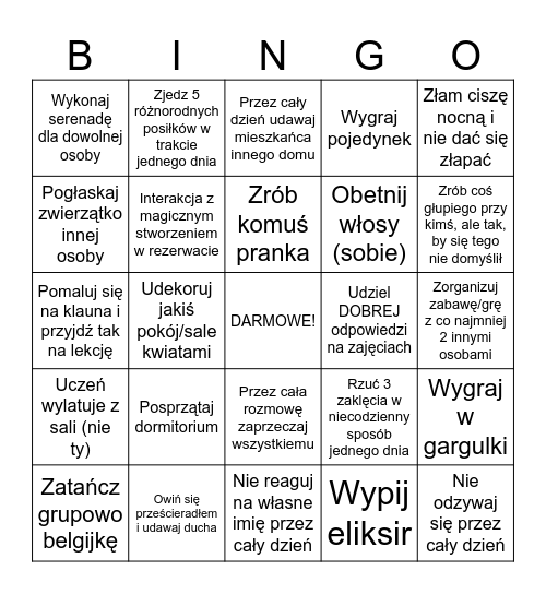 Hogwarcik Bingo Card
