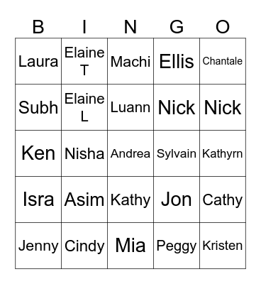 MAI Leadership Meeting Bingo Card