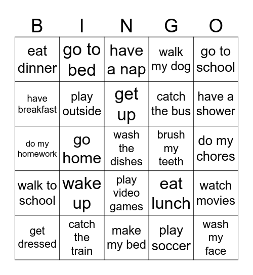 My Day Bingo Card