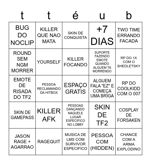 BINGO DO FORSAKEN Bingo Card