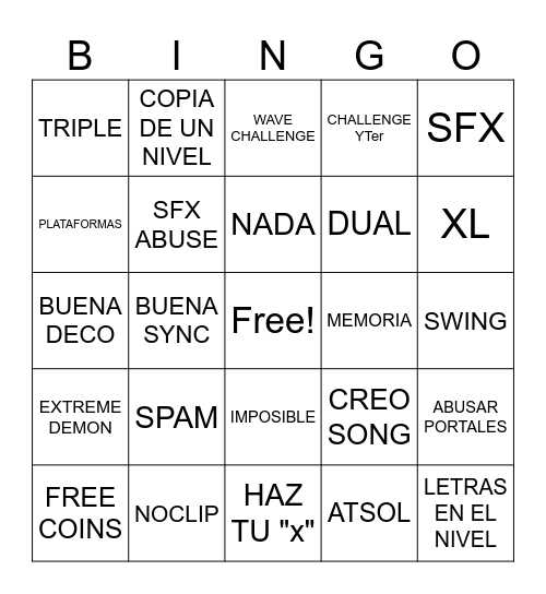 Recent Tab Bingo Card