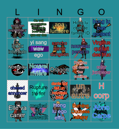 s6 limbus Bingo Card