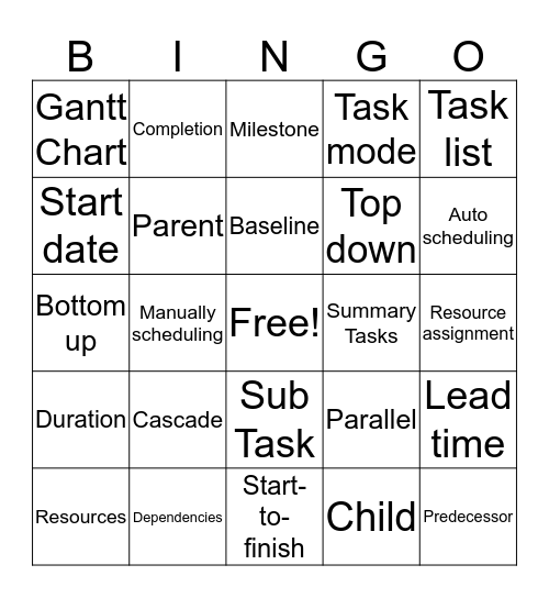 Project!!!! Bingo Card