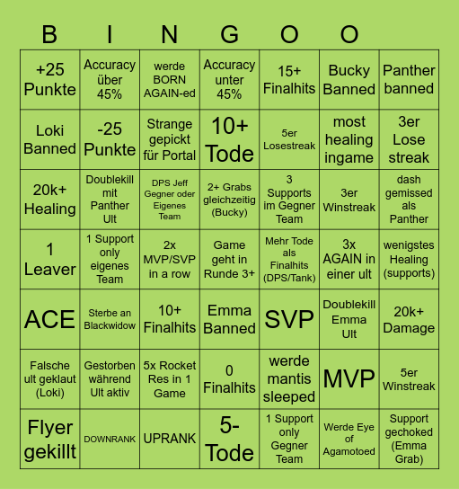 CITYS RIVALS BINGO Card