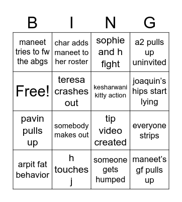 Grad Party Bingo Card