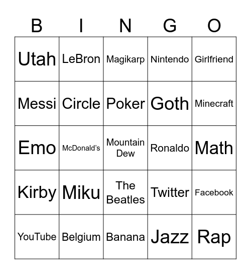 Infinite Craft Bingo Card