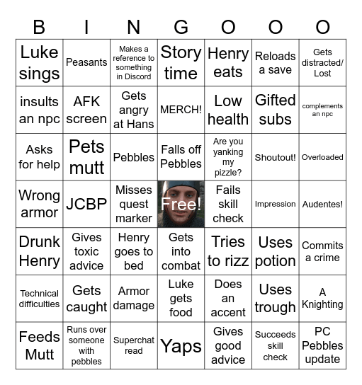 Luke Dale Live aka Hans Capon Stream M: May 11th Bingo Card