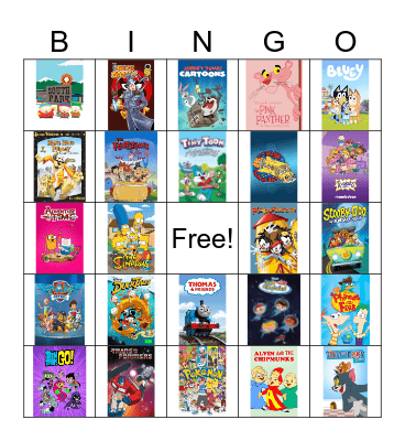 CARTOON THEME SONG BINGO Card