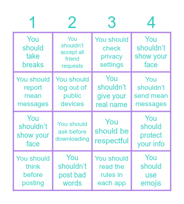 Social Media Bingo Card