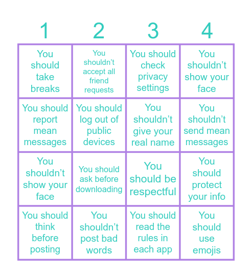 Social Media Bingo Card