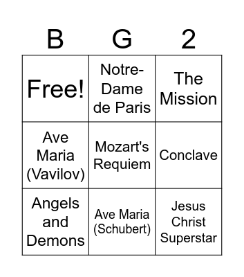 (un)holy music olympic season Bingo Card
