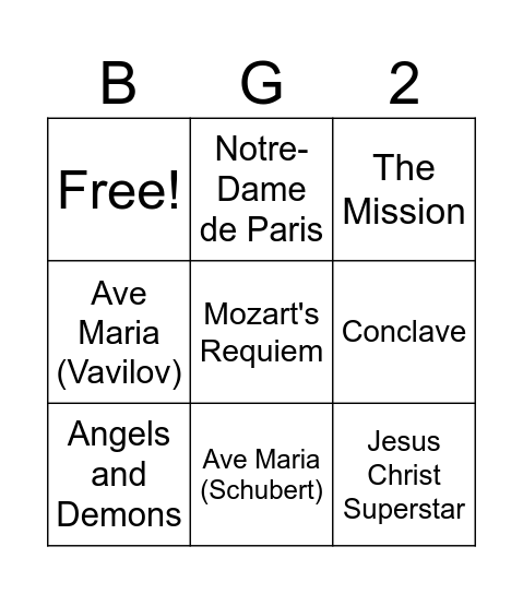 (un)holy music olympic season Bingo Card
