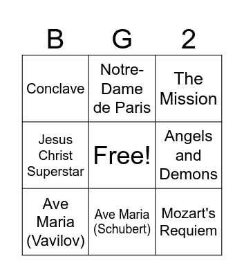 (un)holy music olympic season Bingo Card