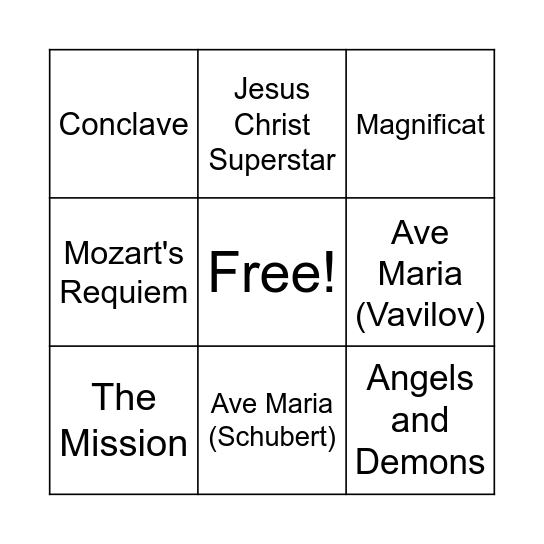 (un)holy warhorse bingo Card