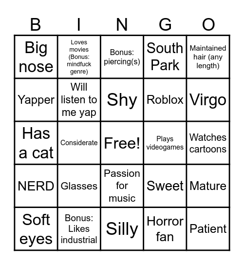 Are you my type? Bingo Card