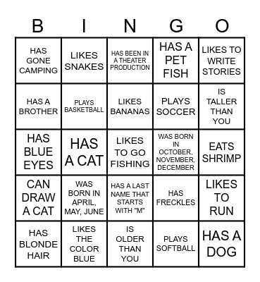 FIND SOMEONE WHO...... Bingo Card