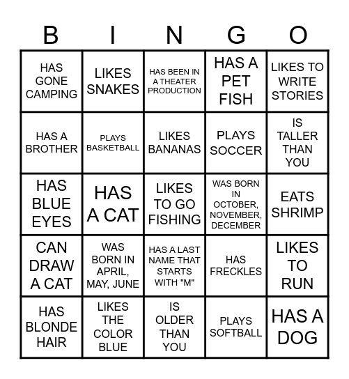 FIND SOMEONE WHO...... Bingo Card