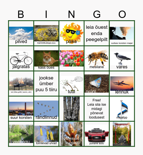 Õuetund Bingo Card