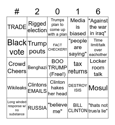 FINAL DEBATE Bingo Card