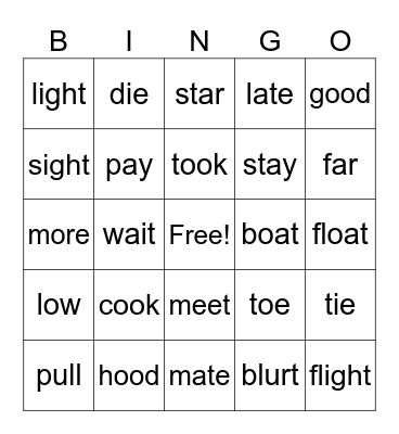 UFLI Bingo Card