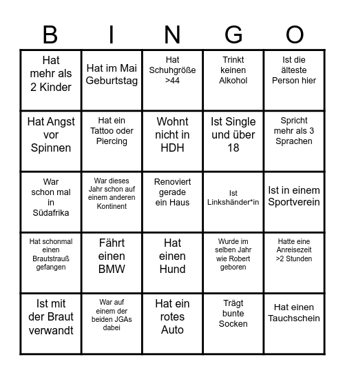 Find the Guest BINGO Card