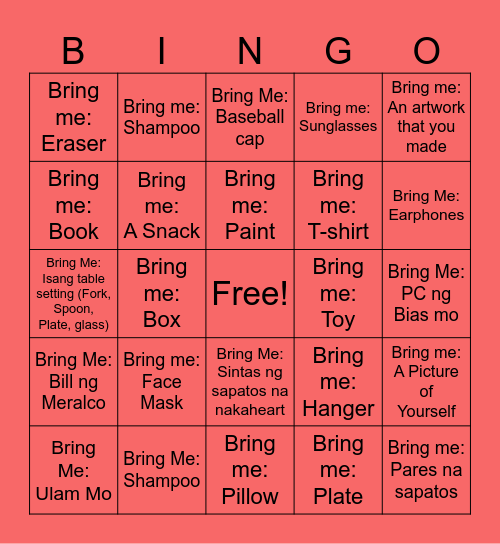 BINGO SA BRING ME Bingo Card