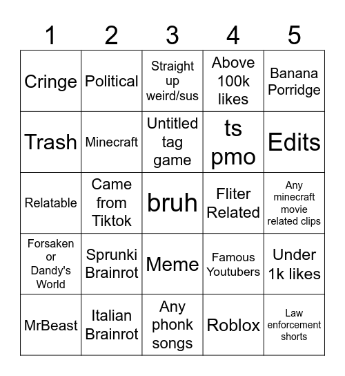 Untitled Bingo Card