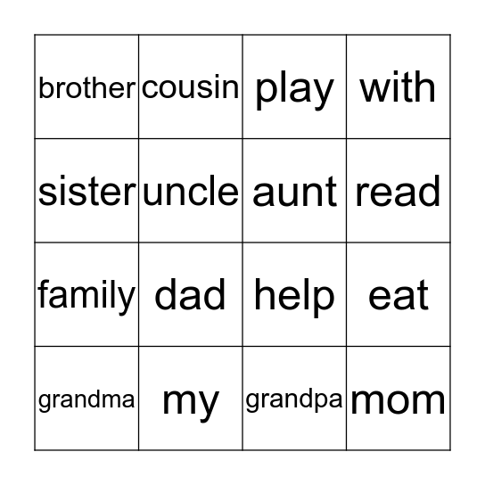 Family Bingo Card