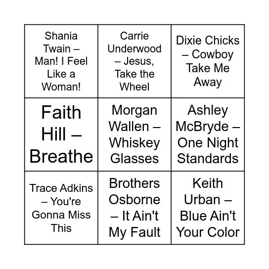 Game Five Bingo Card